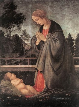  Dora Painting - Adoration of the Child 1483 Christian Filippino Lippi